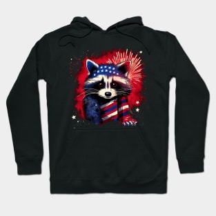 raccoon proudly American Flag Hoodie